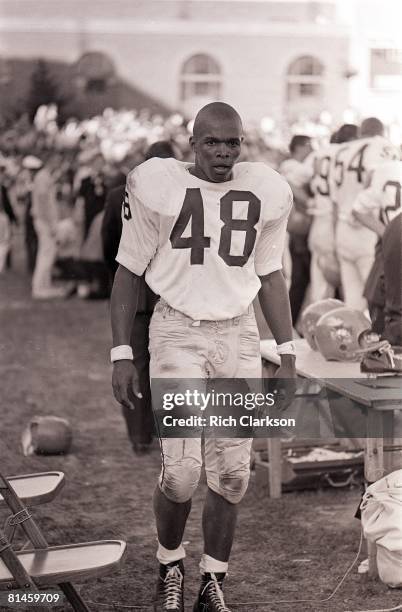 College Football: Kansas Gale Sayers on sidelines during game vs Nebraska, Lincoln, NE 11/9/1963