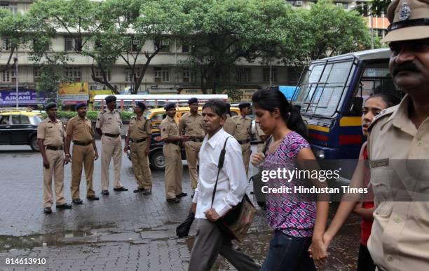 Police security outside a Chitra theatre Dadar showing the movie Aarakshan which is banned in Uttar Pradesh, Andhra Pradesh and Punjab, in Mumbai on...
