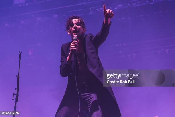 Matthew Healy from the 1975 performs at Latitude Festival at Henham Park Estate on July 14, 2017 in Southwold, England.