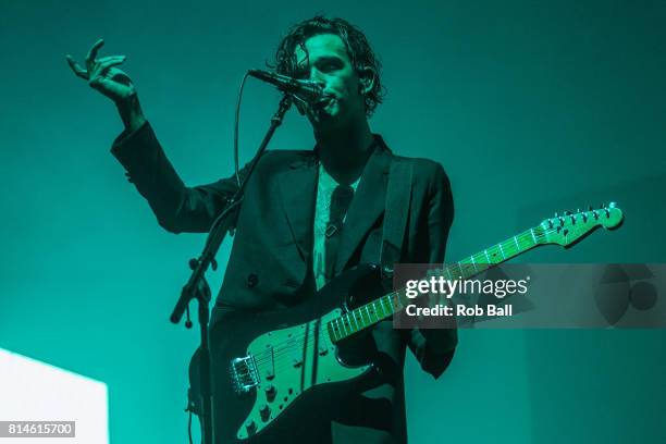 Matthew Healy from the 1975 performs at Latitude Festival at Henham Park Estate on July 14, 2017 in Southwold, England.