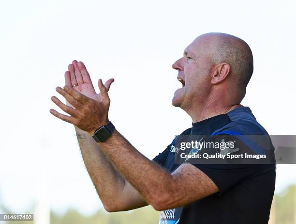 Deportivo de La Coruna manager Pepe Mel reacts during the pre-season friendly match between Arosa SC and Deportivo de La Coruna at Estadio Municipal...