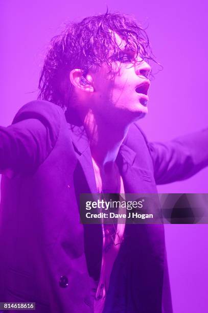 Matty Healy of The 1975 performs on Day 2 of Latitude Festival at Henham Park Estate on July 14, 2017 in Southwold, England.