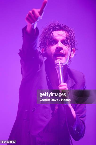 Matty Healy of The 1975 performs on Day 2 of Latitude Festival at Henham Park Estate on July 14, 2017 in Southwold, England.