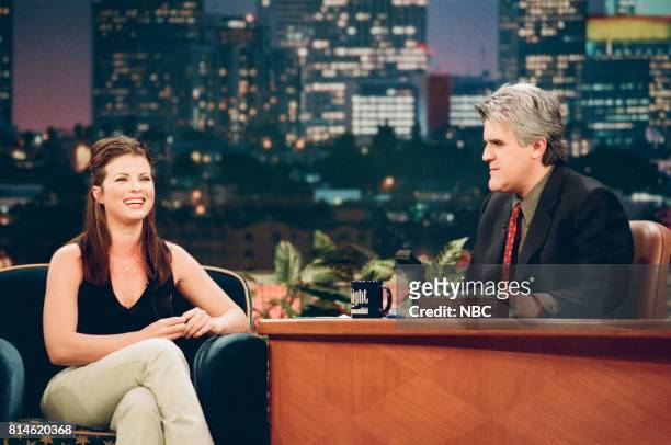 Pictured: Actress Yasmine Bleeth during an interview with host Jay Leno on May 1, 1998 --