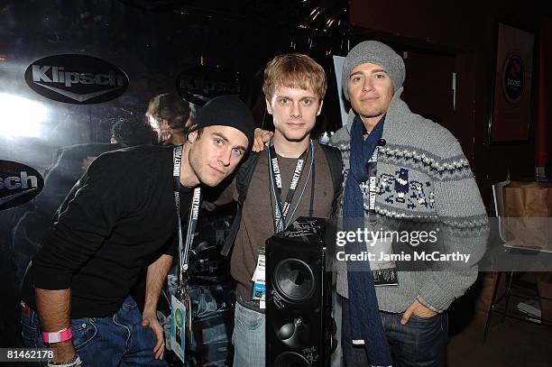 Jay Taylor, Rob Boulter and Julian Morris with Klipsch Speakers at Boost Mobile at Marquee Lounge on January 21, 2008 in Park City, Utah.