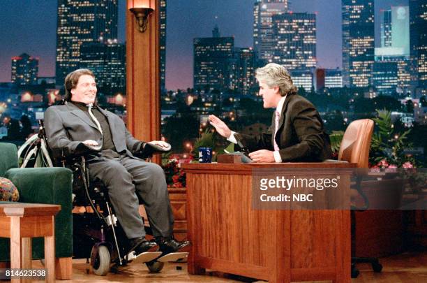 Episode 1128 -- Pictured: Actor Christopher Reeve during an interview with host Jay Leno on April 16, 1997 --