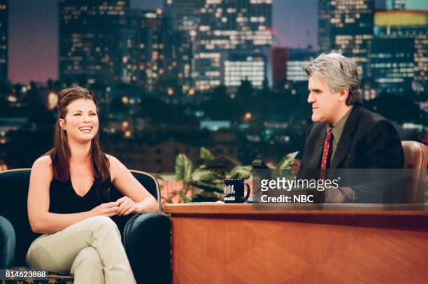 Pictured: Actress Yasmine Bleeth during an interview with host Jay Leno on May 1, 1998 --