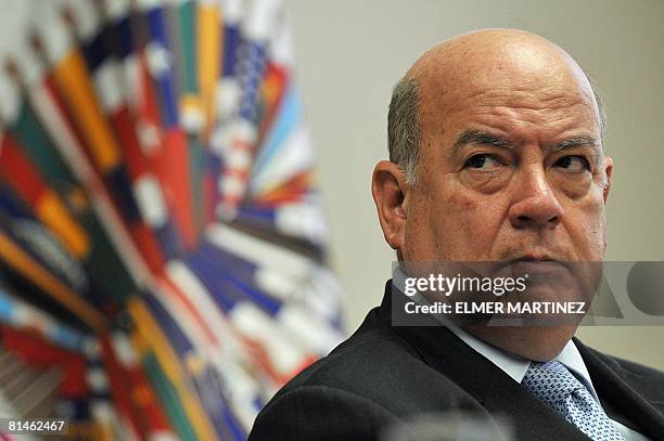 The Secretary General of the Organization of American States Jose Miguel Insulza, takes part on June 5, 2008 in Panama City, in the inauguration of a...