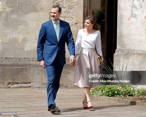 King Felipe VI of Spain and Queen Letizia of Spain visit Exeter College at Oxford University on the final day of the Spanish State Visit to the...