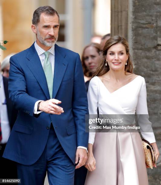 King Felipe VI of Spain and Queen Letizia of Spain visit Exeter College at Oxford University on the final day of the Spanish State Visit to the...