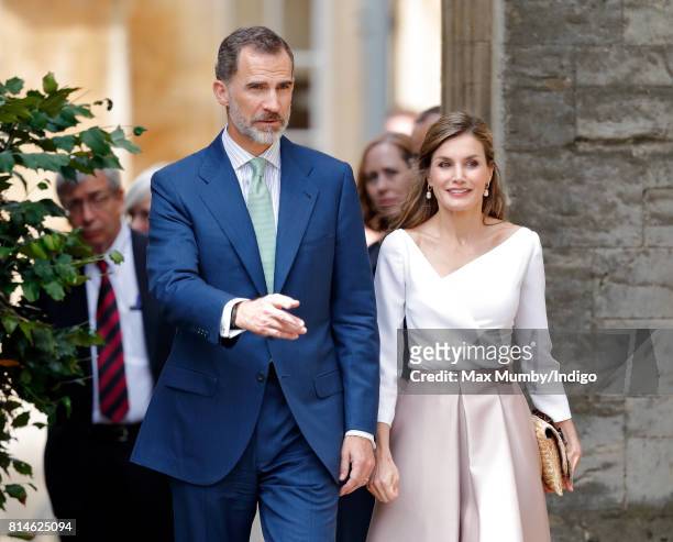 King Felipe VI of Spain and Queen Letizia of Spain visit Exeter College at Oxford University on the final day of the Spanish State Visit to the...