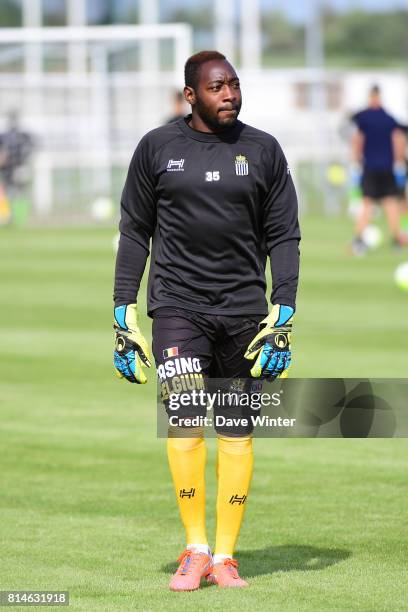 Parfait Mandanda of Charleroi, brother of Marseille goalkeeper Steve Mandanda, during the pre season friendly between Amiens SC and Sporting...