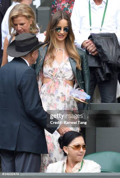 Ester Satorova attends day eleven of the Wimbledon Tennis Championships at the All England Lawn Tennis and Croquet Club on July 14, 2017 in London,...