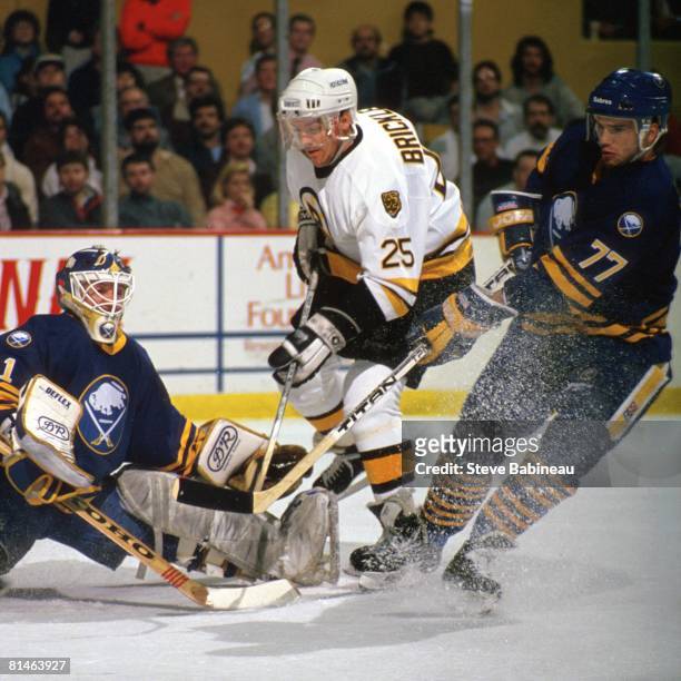 Andy Brickley of the Boston Bruins skates in game against the Buffalo Sabres at the Boston Garden.