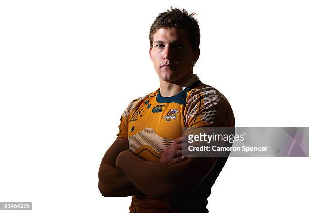 Luke Burgess of the Wallabies poses for a portrait during an Australian Wallabies portrait session at the Manly Pacific Hotel on June 3, 2008 in...