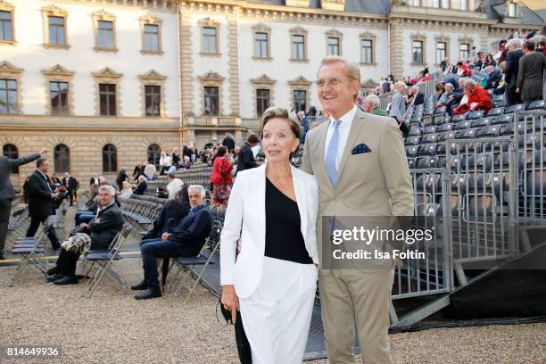 German actress Monika Peitsch and her husband Sven Hansen-Hochstadt attend the Thurn & Taxis Castle Festival 2017 - 'Aida' Opera Premiere on July 14,...