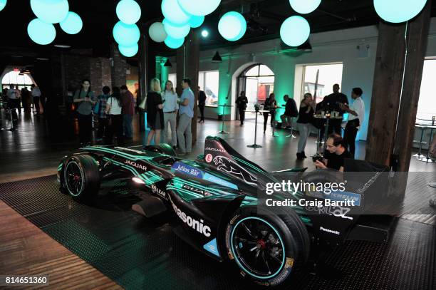 View of the Jaguar I-TYPE at the Jaguar Formula E RE:Charge Event at The Liberty Warehouse on July 14, 2017 in the Brooklyn borough of New York City,...