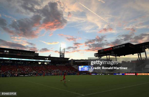 General view of Honduras and Canada warmups during the 2017 CONCACAF Gold Cup at Toyota Stadium on July 14, 2017 in Frisco, Texas.