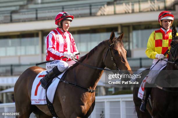 Did It Again ridden by Nikita Beriman returns after winning the John & Denise Cobcroft Handicap at Caulfield Racecourse on July 15, 2017 in...