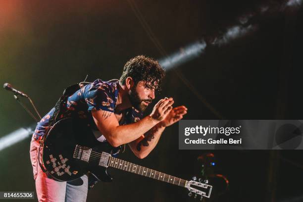 Yannis Philippakis of Foals performs live on Day 2 of FIB Festival on July 14, 2017 in Benicassim, Spain.