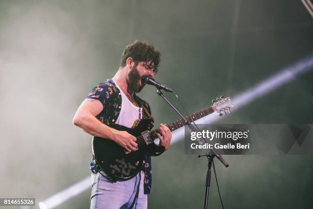 Yannis Philippakis of Foals performs live on Day 2 of FIB Festival on July 14, 2017 in Benicassim, Spain.