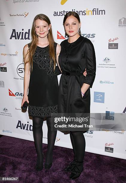 Award recipients actresses Mia Wasikowska and Abbie Cornish arrive at the Australians in Film - 2008 Breakthrough Awards held at the Avalon Hotel on...