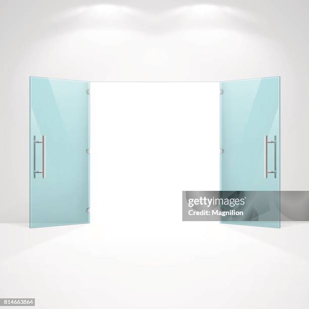 open glass doors - door stock illustrations