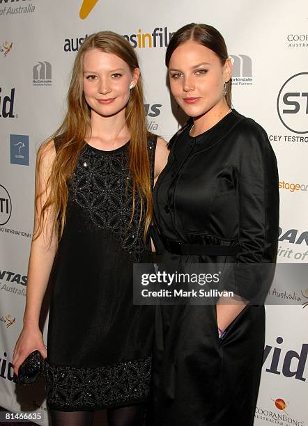 Award recipients actresses Mia Wasikowska and Abbie Cornish arrive at Australians In Film 2008 "Breakthrough Awards" on June 5, 2008 at the Avalon...