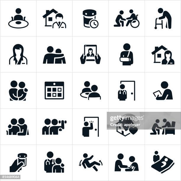 häusliche pflege-symbole - krankenpflegepersonal stock-grafiken, -clipart, -cartoons und -symbole
