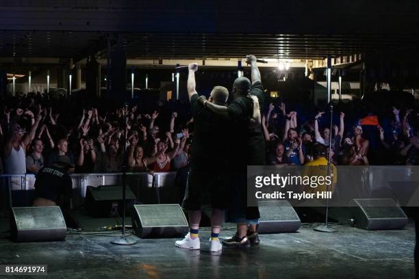 Killer Mike and El-P of Run the Jewels perform during the 2017 Forecastle Music Festival at Waterfront Park on July 14, 2017 in Louisville, Kentucky.