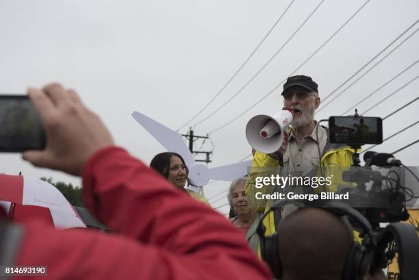Actor James Cromwell takes part in a protest outside the CPV Power Plant site on July 14, 2017 in Wawayanda, New York.