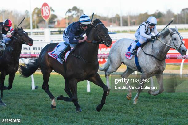 Luke Nolen riding Supido wins Race 7, Monash Stakes during Melbourne Racing at Caulfield Racecourse on July 15, 2017 in Melbourne, Australia.