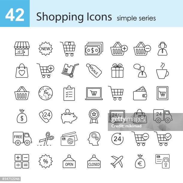 shopping icon set - gratis stock illustrations