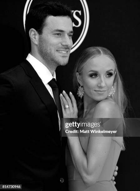 Player Matt Lombardi and former Olympic gymnast Nastia Liukin attends the 2017 ESPYS at Microsoft Theater on July 12, 2017 in Los Angeles, California.