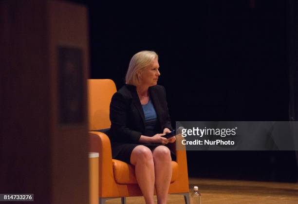 New York Senator Kristen Gillibrand Holds Town Hall in Syracuse, NY on July 14, 2017 taking questions from the public on health care, the military...