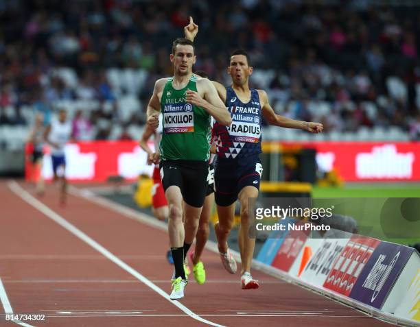 Michael McKillop competes in Men's 800m T38 Round 1 Heat 1 during IPC World Para Athletics Championships at London Stadium in London on July 14, 2017