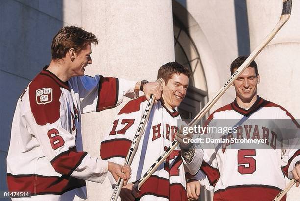 Coll, Hockey: Feature, Portrait of Harvard brothers Marc Moore, Dominic Moore, and Steve Moore, Cambridge, MA 3/1/2000