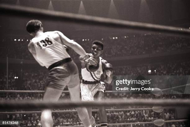 Boxing: 1960 Summer Olympics, USA Cassius Clay in action during light heavyweight fight, Rome, Italy 8/25/1960--9/11/1960