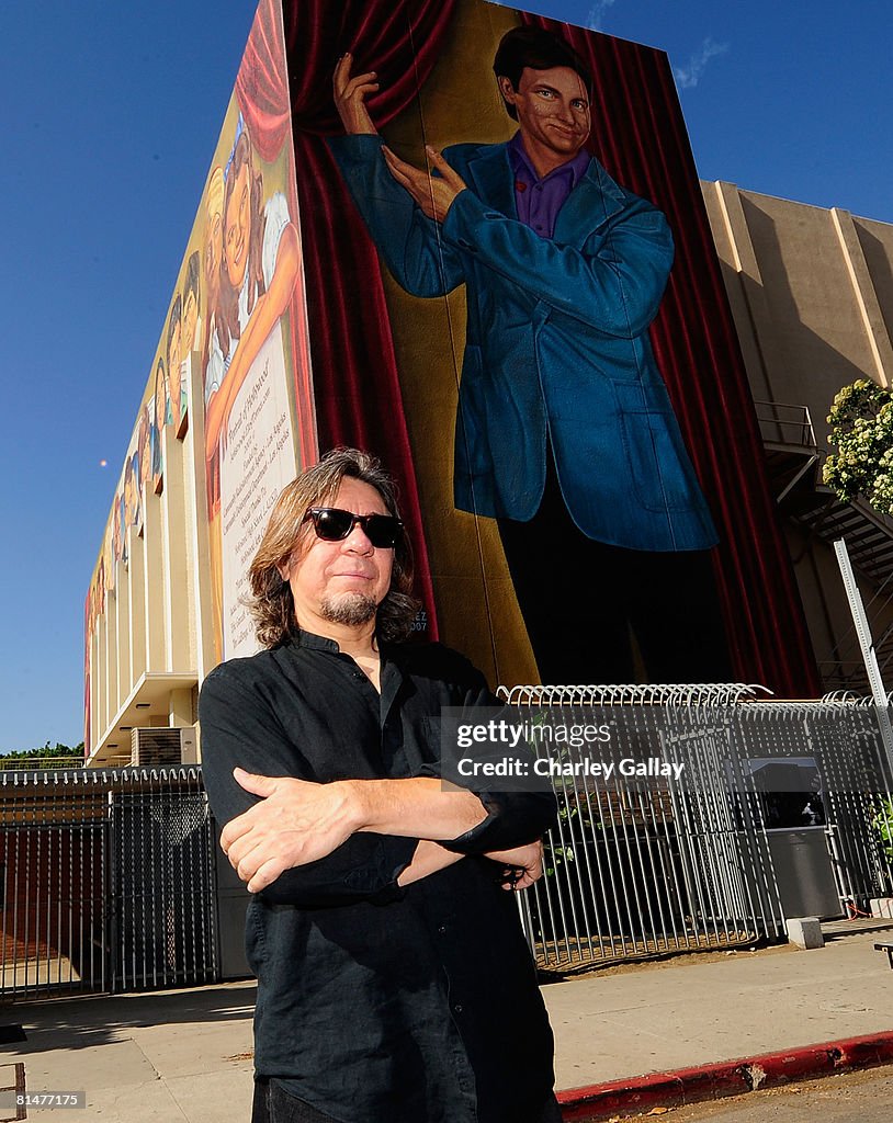 John Ritter Tribute Muralist Eloy Torrez poses at the dedication ceremony of John... News ...