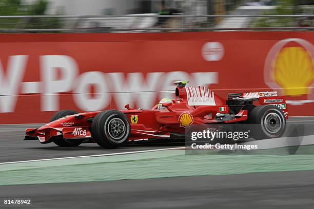 Felipe Massa of Brazil and Ferrari drives during practice for the Canadian Formula One Grand Prix at the Circuit Gilles Villeneuve June 6, 2008 in...
