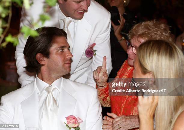 Donald Trump, Jr., Eric Trump, Dr. Ruth Westheimer and Vanessa Trump attend the wedding reception of Ivana Trump and Rossano Rubicondi at the...