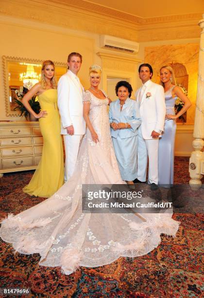 Ivanka Trump, Eric Trump, Ivana Trump, Maria Zelnickoba, Donald Trump, Jr. And Vanessa Trump before the wedding of Ivana Trump and Rossano Rubicondi...