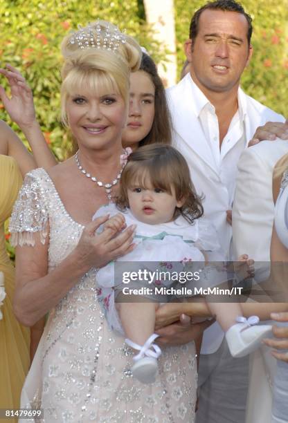 Ivana Trump and Kai Trump after the wedding of Ivana Trump and Rossano Rubicondi at the Mar-a-Lago Club on April 12, 2008 in Palm Beach, Florida....