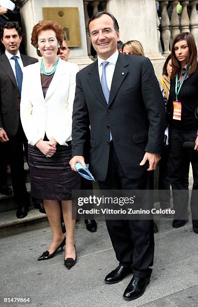 Mayor of Milan Letizia Moratti and Italian Foreign Minister Franco Frattini attend the Italy - Pacific Islands Forum held at Palazzo dei...