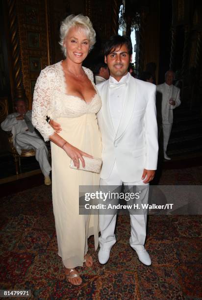 Brigitte Nielsen and Mattia Dessi attend the wedding of Ivana Trump and Rossano Rubicondi at the Mar-a-Lago Club on April 12, 2008 in Palm Beach,...