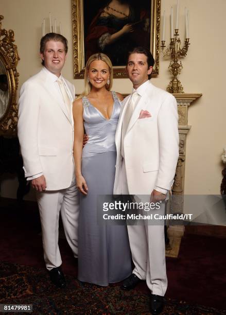 Eric Trump, Vanessa Trump and Donald Trump, Jr. Pose during the wedding of Ivana Trump and Rossano Rubicondi at the Mar-a-Lago Club on April 12, 2008...