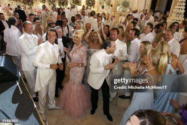 Rossano Rubicondi, Ivana Trump and musician Samy Goz during the wedding reception of Ivana Trump and Rossano Rubicondi at the Mar-a-Lago Club on...