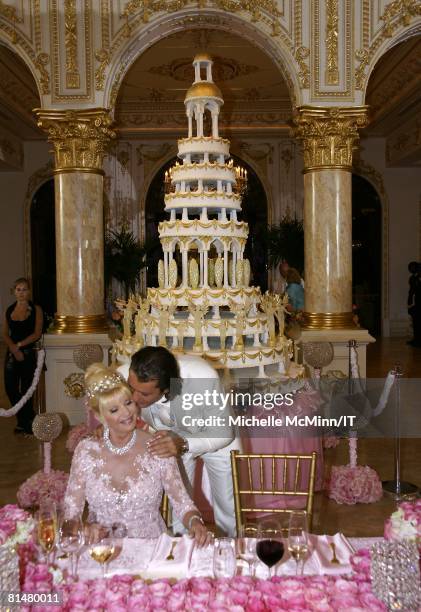 Ivana Trump and Rossano Rubicondi during their wedding reception at the Mar-a-Lago Club on April 12, 2008 in Palm Beach, Florida. Ivana Trumps...