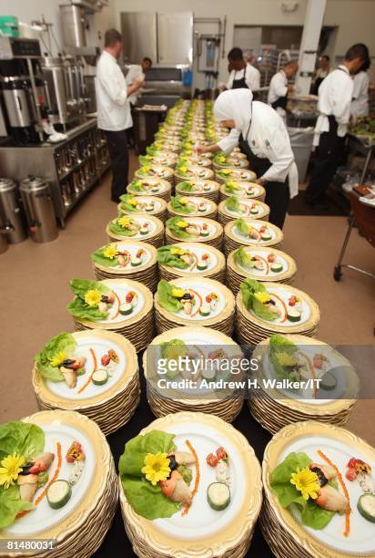 Food is prepared at the wedding of Ivana Trump and Rossano Rubicondi at the Mar-a-Lago Club on April 12, 2008 in Palm Beach, Florida. Cake: Lambertz...