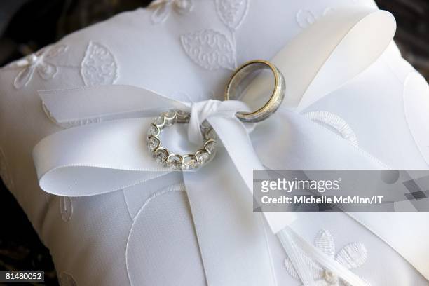 The rings for the wedding of Ivana Trump and Rossano Rubicondi at the Mar-a-Lago Club on April 12, 2008 in Palm Beach, Florida. Cake: Lambertz of...